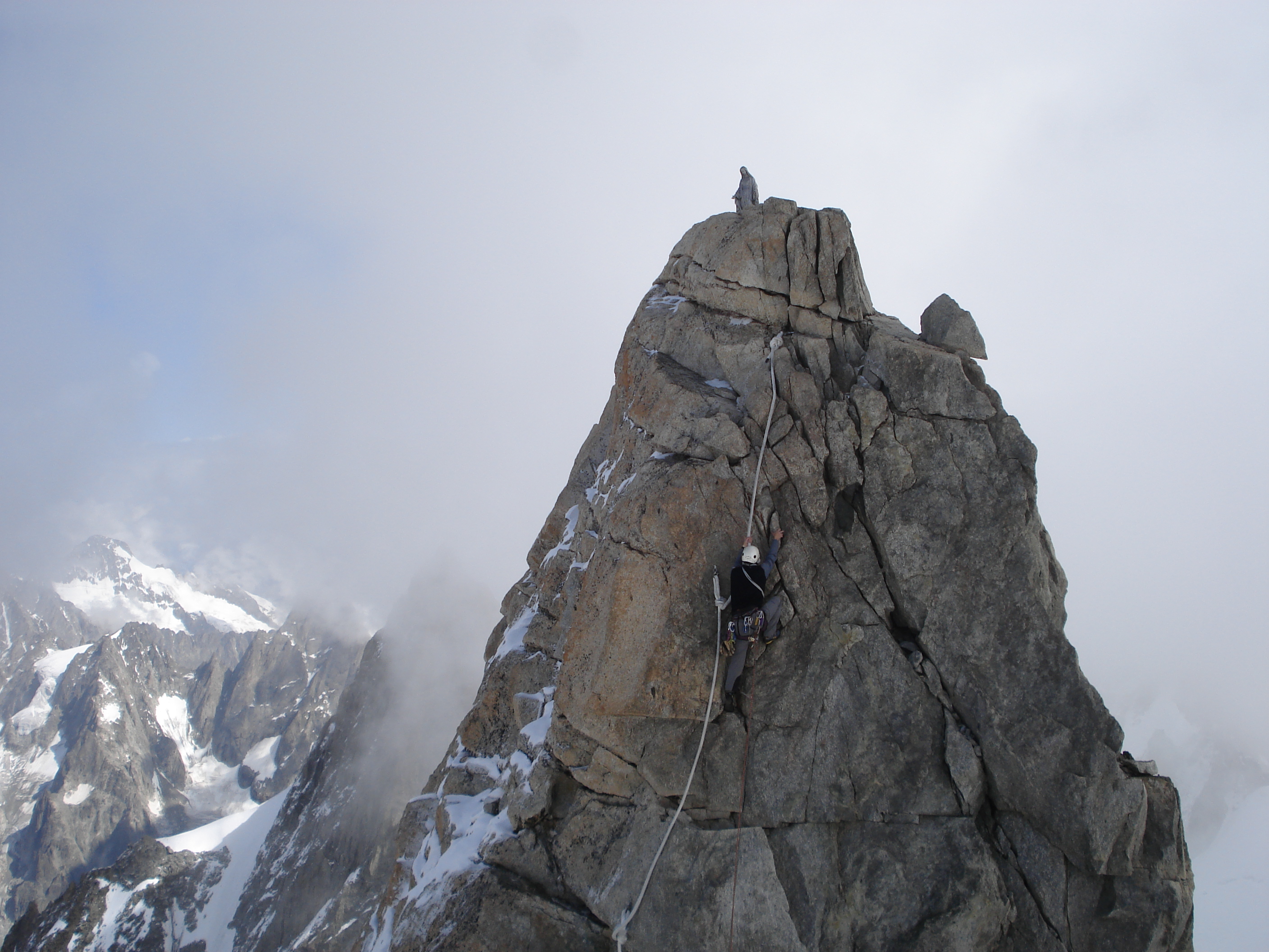 Magnus Strand on the last step to the summit of Dent du Geant, 4013m.    Photo: Andreas Bengtsson