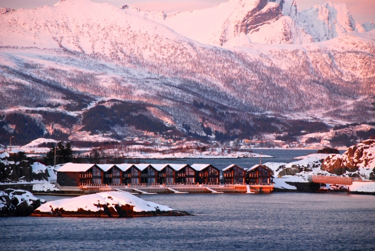 Apartments seen from the harbour side winter  