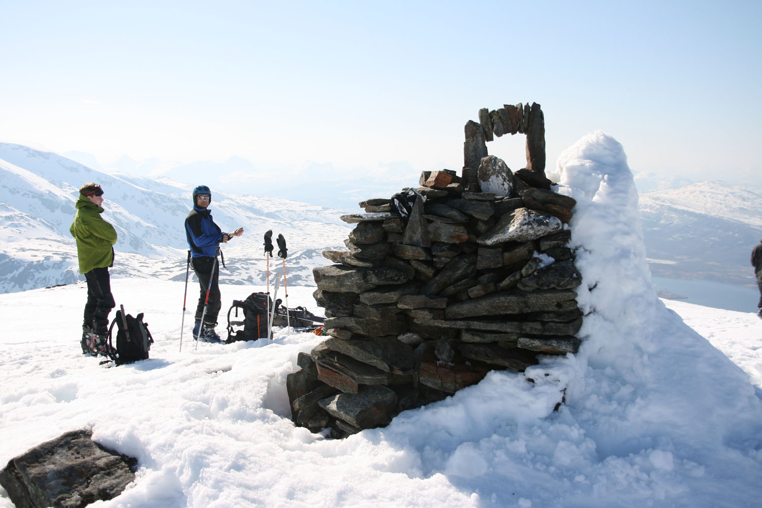Our summit sign on the summit of Rnkeipen.      Photo: Andreas Bengtsson