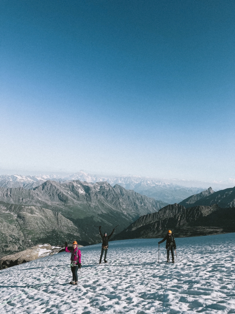 På glaciären på Gran Paradiso i utmärkta förhållanden