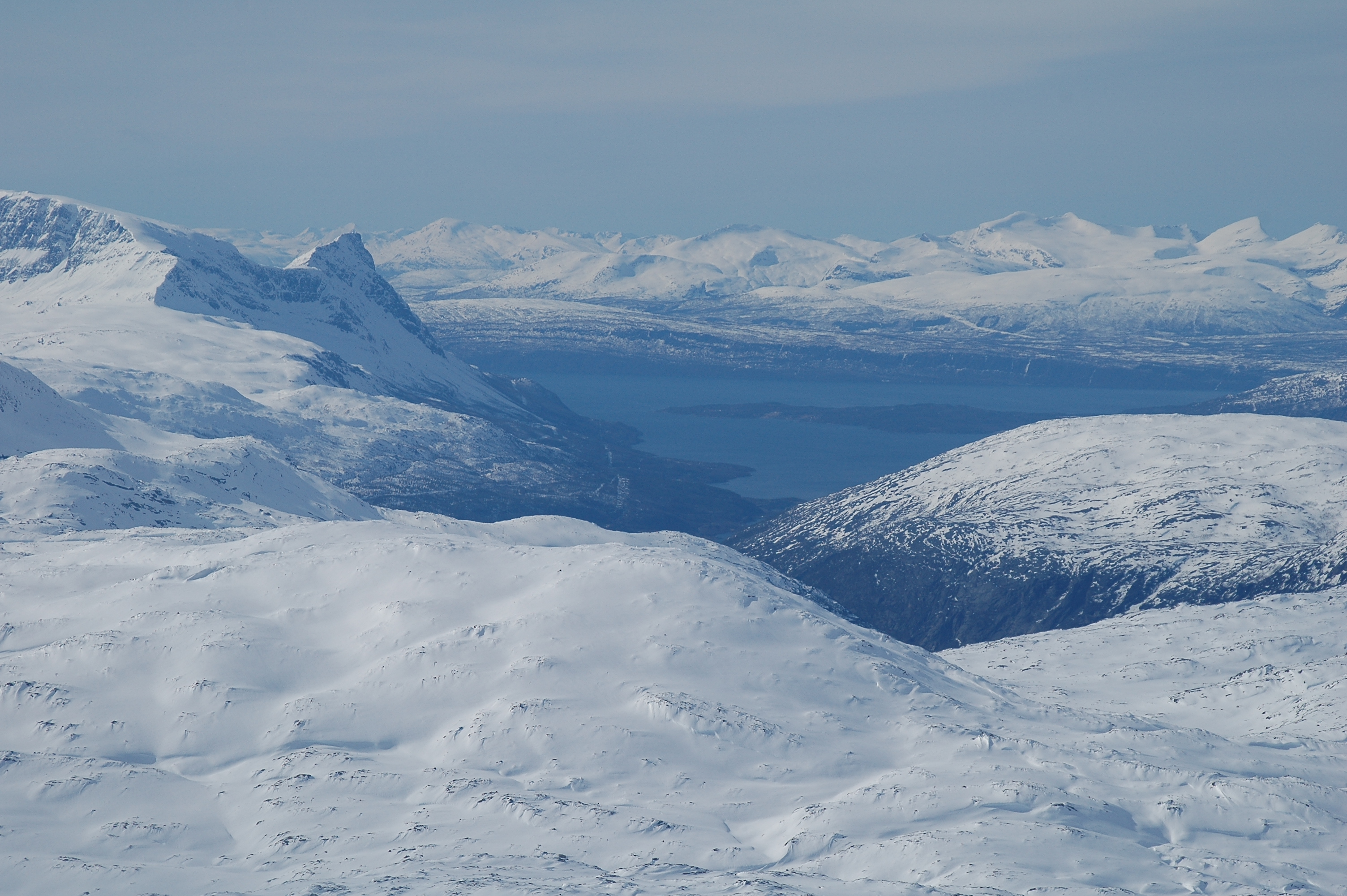 View over Rombacksfjorden. Heliski Riksgrnsen, April 27, 2009. Photo: Andreas Bengtsson 