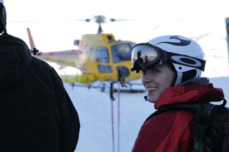 Start of the heliski season 2010. Ba Ribe ready for take of. Photo: Andreas Bengtsson