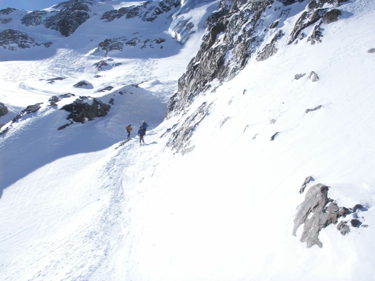 Sara, Patrik and Jaap below the Girose glacier.     Photo: Andreas Bengtsson