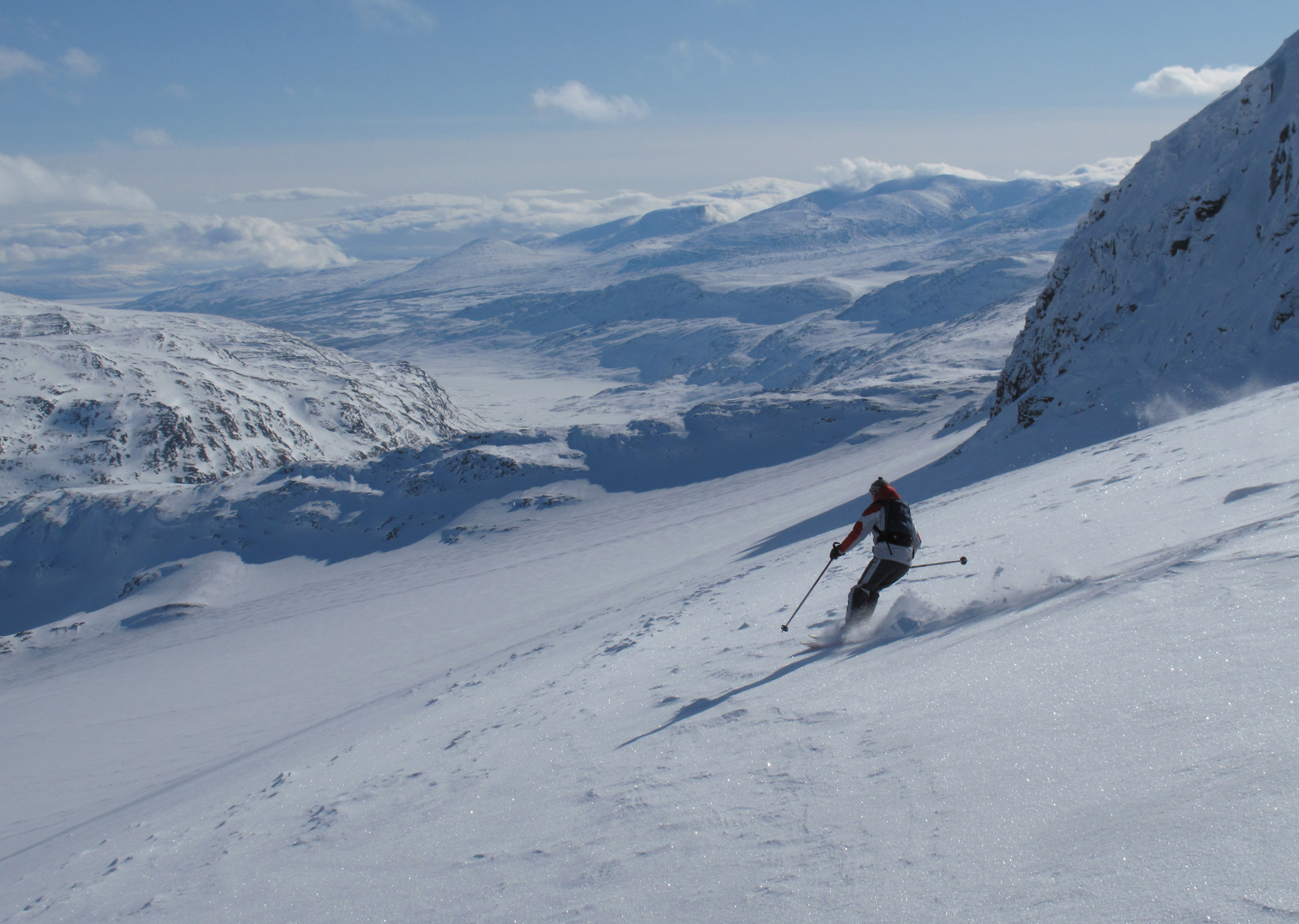 Star dust and wonderful views heliskiing in the Riksgransen mountains, 3rd April 2010 Photo: Lisa Auer