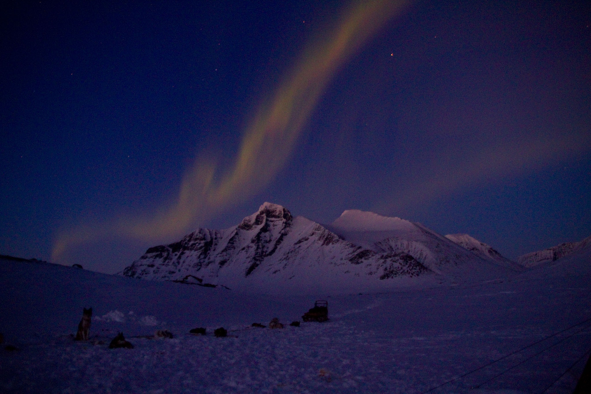 Norrsken ver Sarek. 6 April 2010. Foto: Magnus Strand