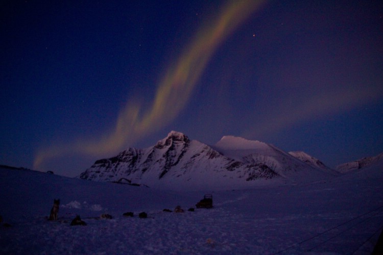 Aurora borealis, the northern light in Sarek. 6th April 2010. Photo: Magnus Strand