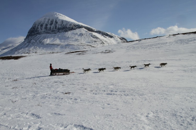 Ankommer till dagens läger. 7 April 2010. Foto Magnus Strand