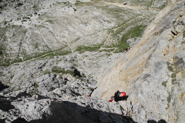 Susanna on the crux. July 3 2010   Photo: Andreas Bengtsson