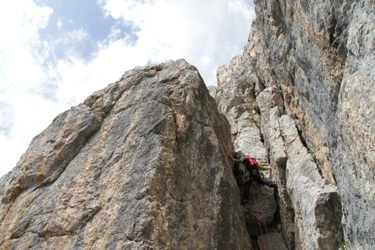 Large chimney on first Sella tower.    July 5 2010 Photo: Andreas Bengtsson
