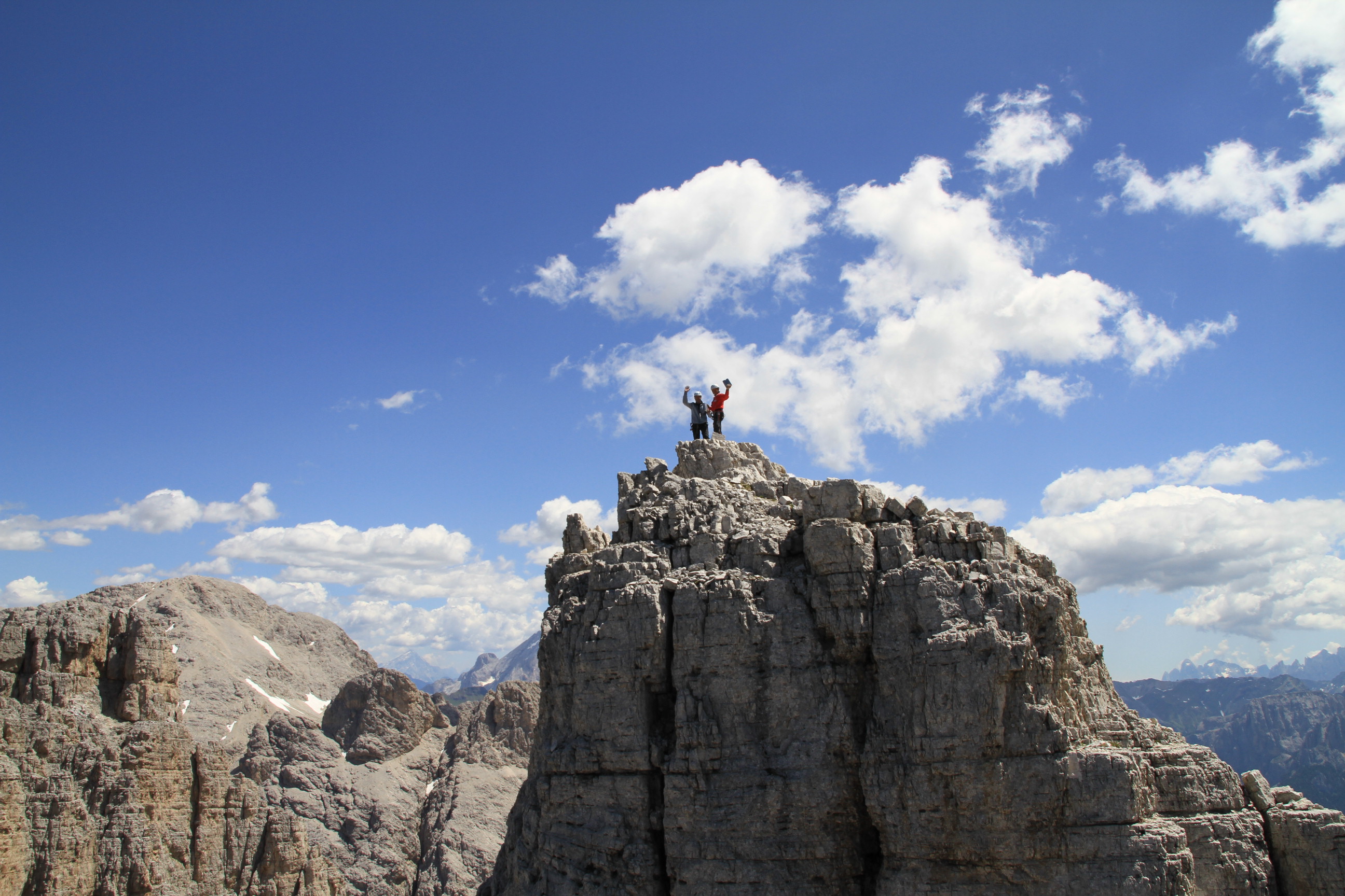 Climbers on the tower next to us. 20m away but with 100m gap down.     July 9 2010 Photo: Andreas Bengtsson