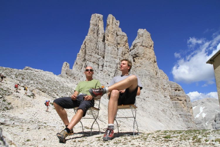Anders Ljunggren and Gustav Forssell after climbing the Delago turn.     July 9 2010 Photo: Andreas Bengtsson