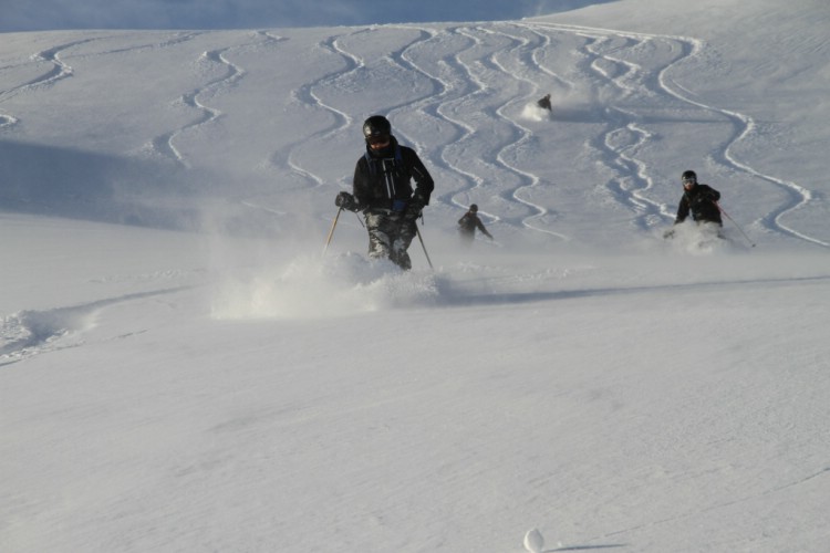 Powder skiing, Heliski in Sweden. Photo: Andreas Bengtsson